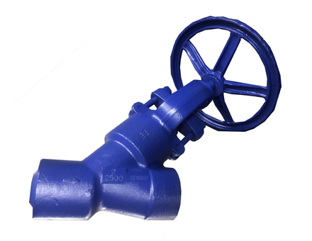 Angle type high temperature and high pressure stop valve